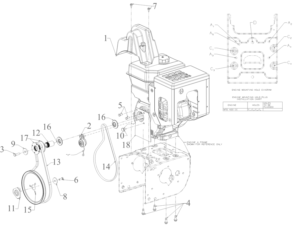 Engine Drive 1 Diagram and Parts List for 3X30-INCHHD (31AH5EVW710)(2023) Cub Cadet Snow Blower